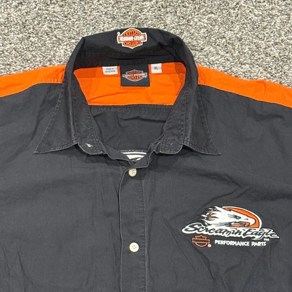 VTG 90s Harley-Davidson Screamin Eagle Performance Flame Button Up Shirt Mens XL - Picture 3 of 6